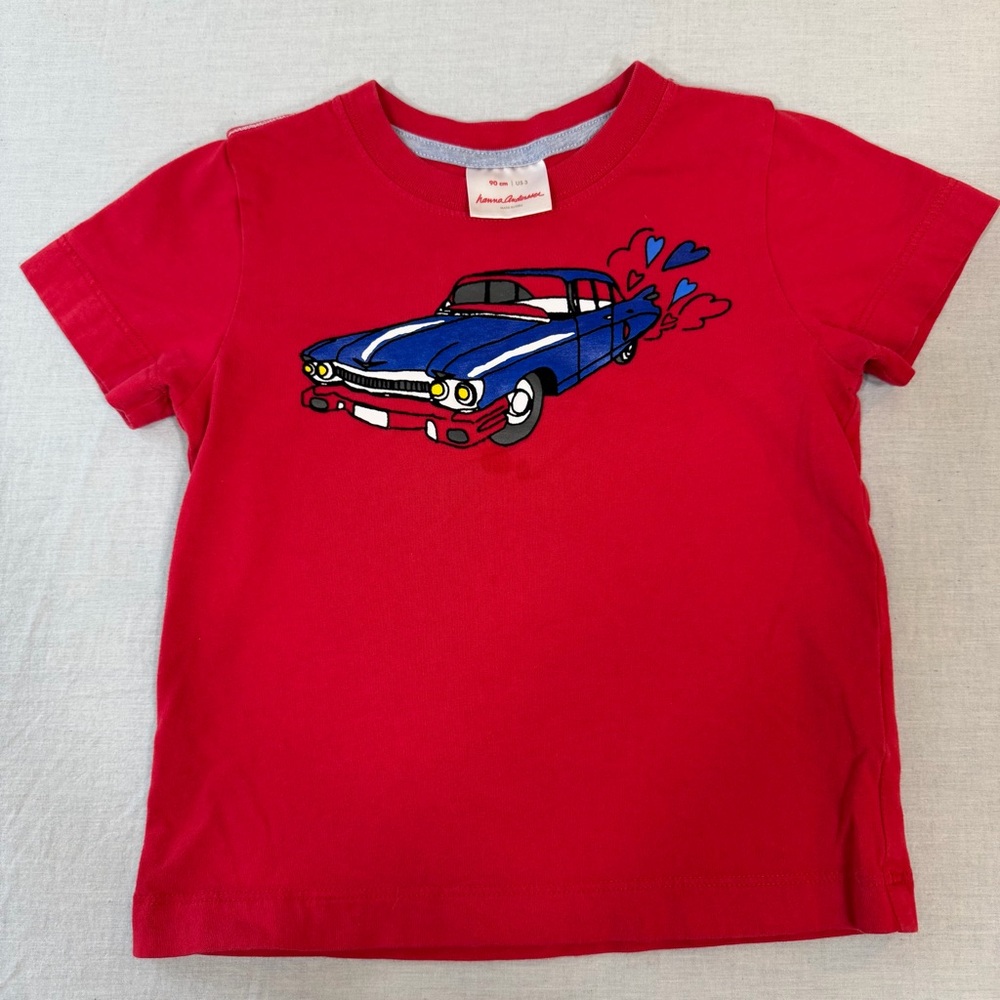 Hanna Andersson Red T-Shirt with Blue Car Graphic